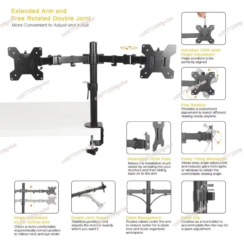 Dual-screen monitor bracket, computer multi-screen notebook heightening frame, no punching