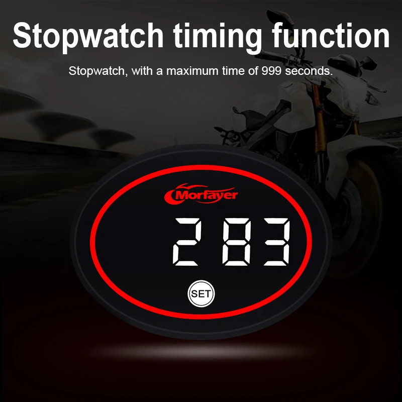9-24V Motorcycle Universal Voltmeter Voltage Display LED Mirror Mount Waterproof