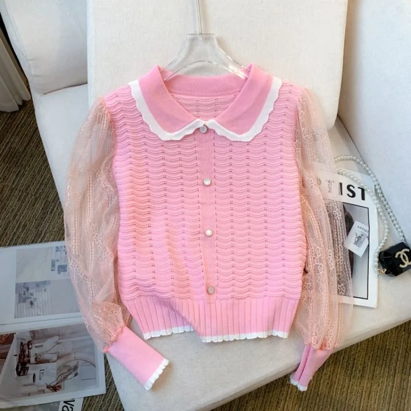 

Spring and Autumn 2024 New French Doll Neck Long Sleeved Bottom Shirt Women's Versatile Small Fragrant Sweater Knitted Top