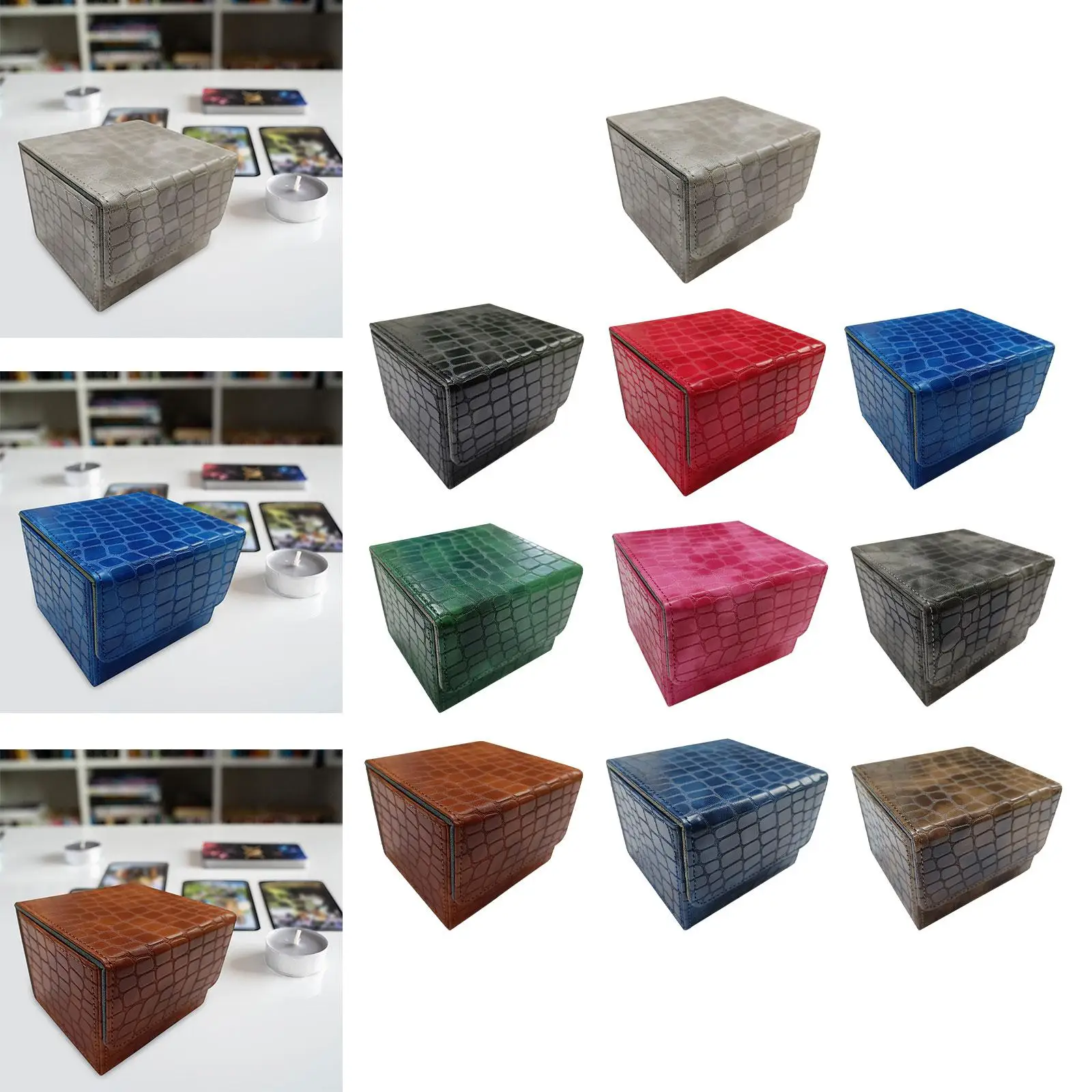 

Deck of Cards Box, Card Storage Box Holder, PU Leather Card Deck Game Box with