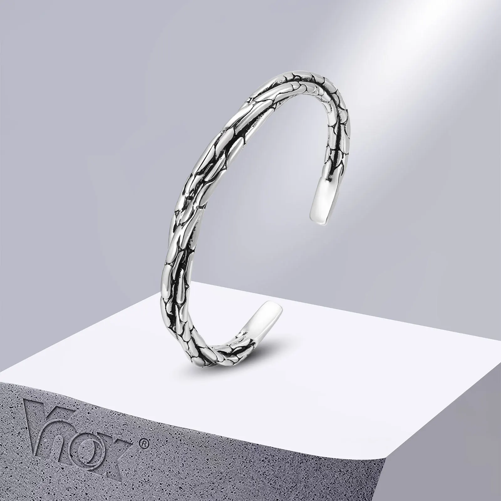 Vnox Twisted Chain Bracelets for Men Boys, Solid Metal Cuff Bangles,Valentine's Father's Day Birthday Party Gifts for Him