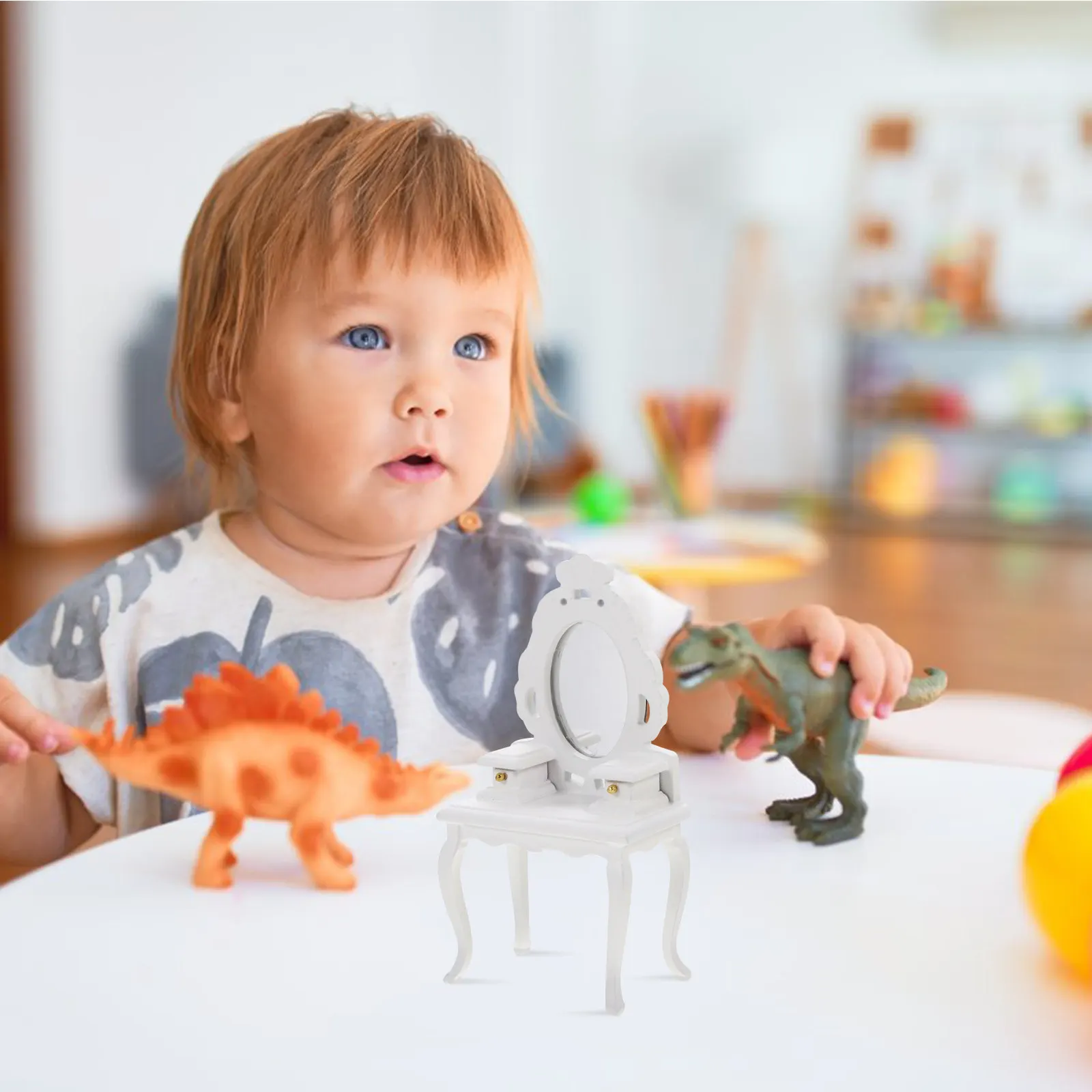 

Miniature Dressing Table Small Compact Mini House Drawer Dressing Table Ornament for Fairy Tale Room Decoration