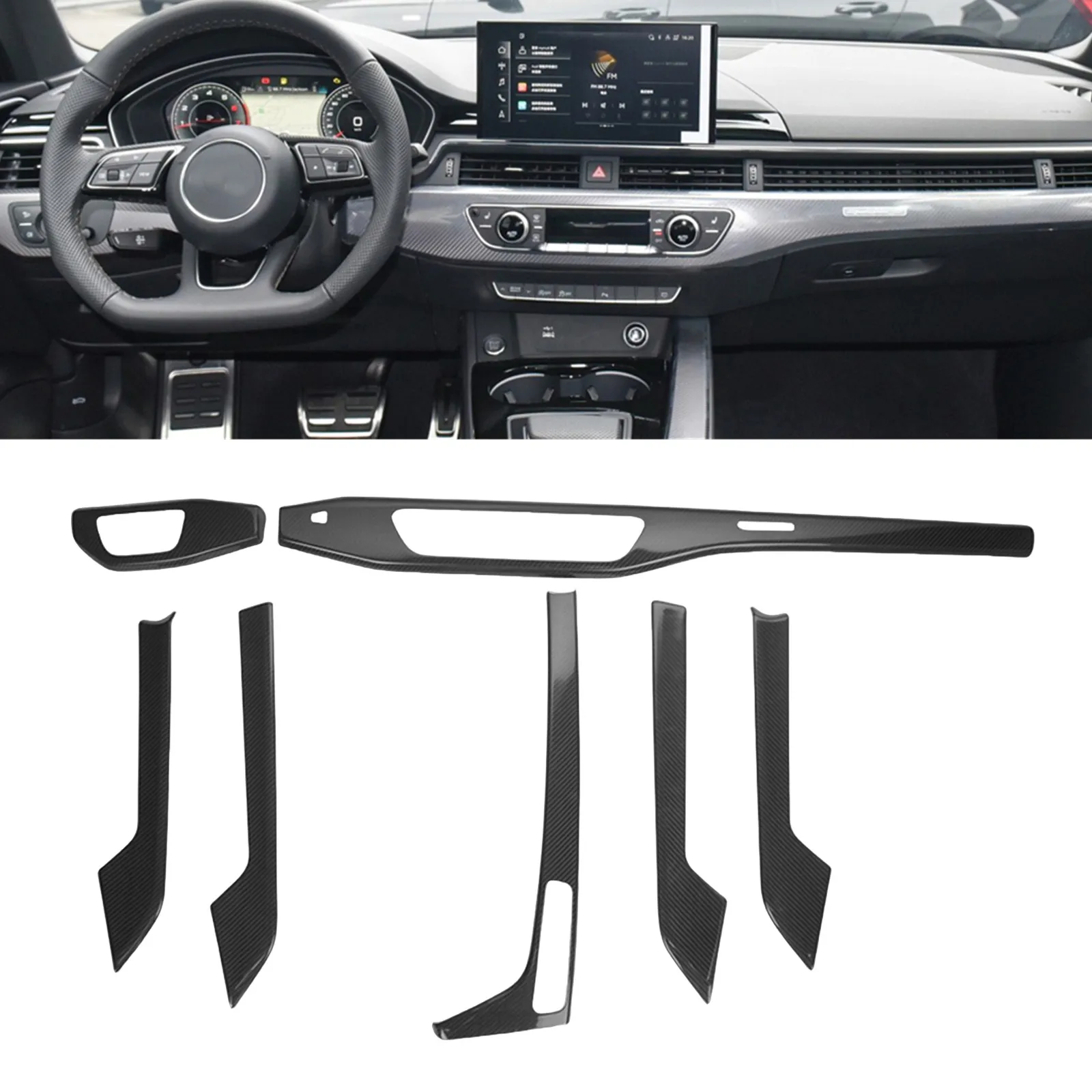 

7 шт. отделка панели центральной консоли салона автомобиля для Audi A4 B9 S4 2017-2024