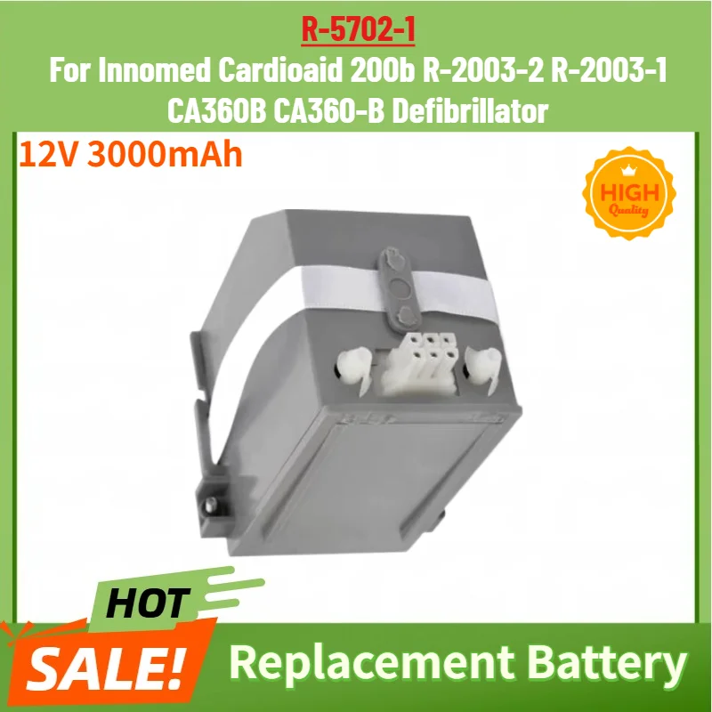 Defibrillator Battery for Innomed Cardioaid 200b R-2003-2 R-2003-1 CA360B CA360-B R-5702-1 Replacement Battery 12V 3000mAh