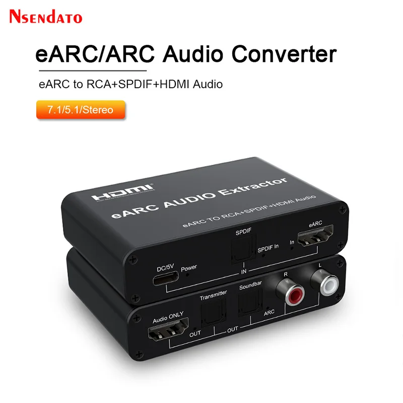 

Аудиоэкстрактор HDMI eARC/ARC, конвертер HDMI SPDIF, 7.1-канальный HDMI eARC в RCA SPDIF, аудиоадаптер для подключения DVD/TV к саундбару