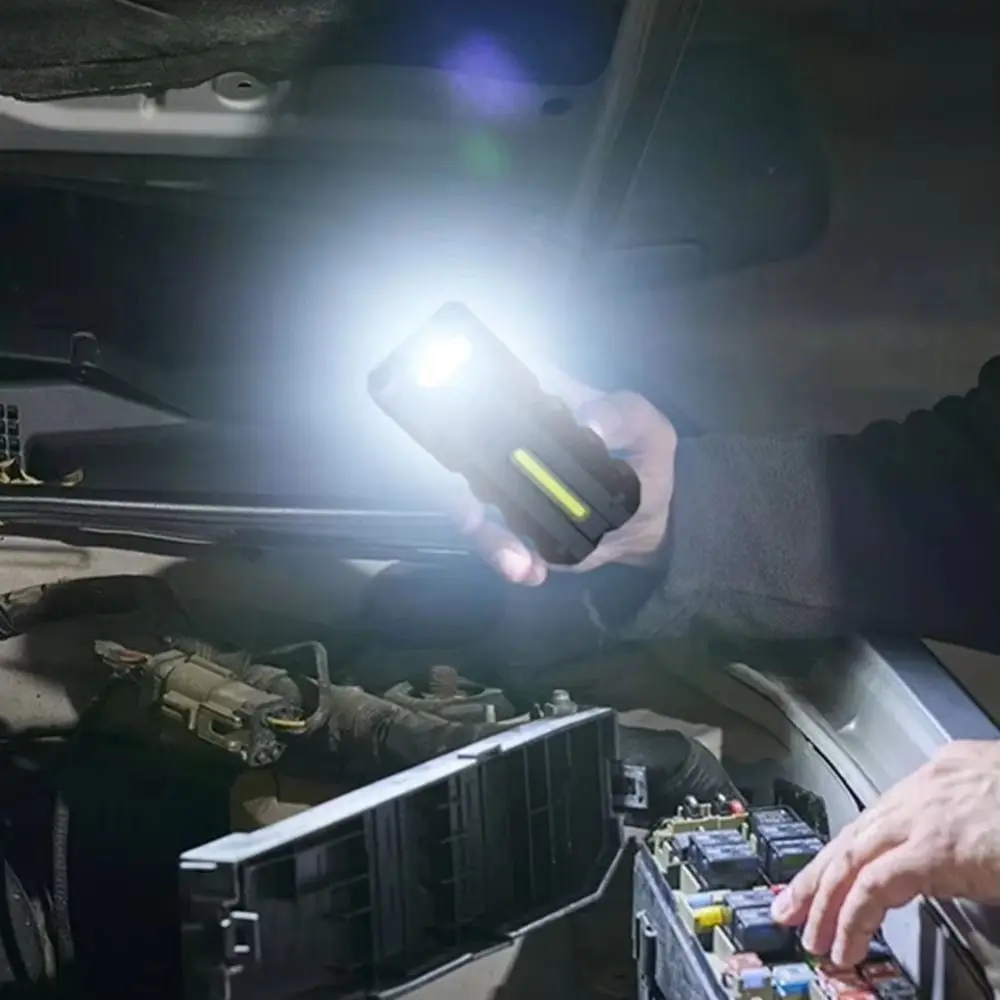 

1000mAh Battery Magnetic LED Flashlight 180 Degree Rotating Head USB Rechargeable EDC Pocket Torch Compact Size Super Bright LED