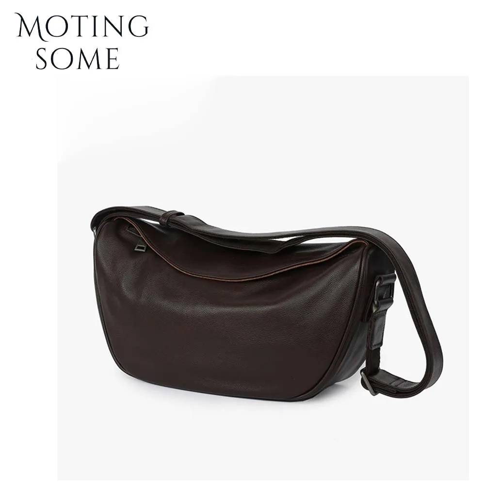 Motingsome Luxury Saddle Bag for Women Underarm Cow Hide Leather Bag Small Pouch Fashionable Lady Handbag  Travel Pack 2024 New