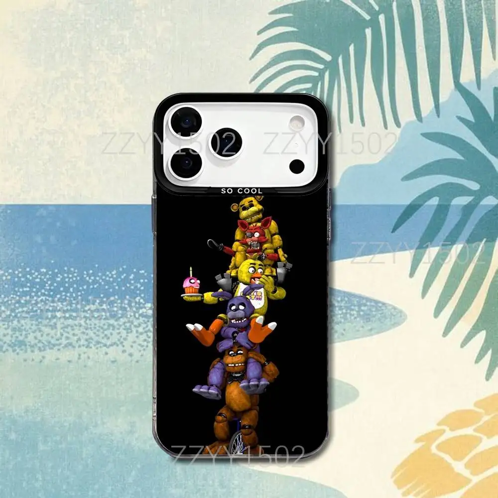 FNAF F-Five N-Nights at-Freddys Phone Case For iPhone 17,16,15,14,13,12,X,8,Pro,Max,Plus,SE4,Air,Mini HD Black IMD Matte