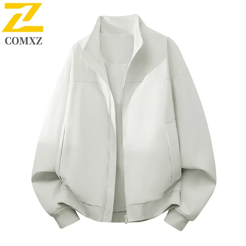 

COMXZ Mens Jacket Comfortable Commute Office Lightweight Coat Premium Stand Collar Design Travel Lightweight Autumn New Jackets