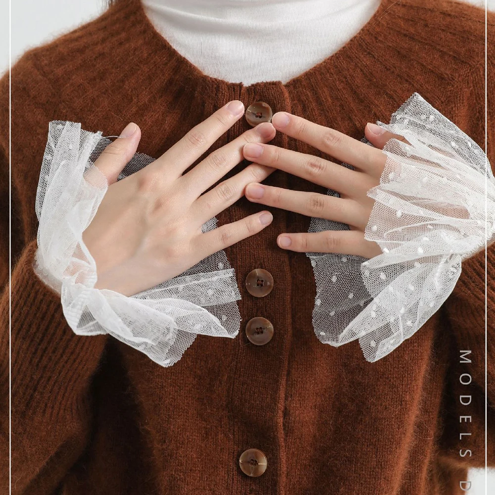 

Женские сетчатые кружевные манжеты в горошек, белые, черные, со съемными рукавами, свадебные платья, свитера, манжеты, декоративные свадебные аксессуары