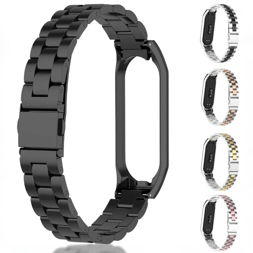 Correa de Metal para Xiaomi Mi Band, pulsera deportiva de acero inoxidable para modelos 8, 7, 6, 5 y 4