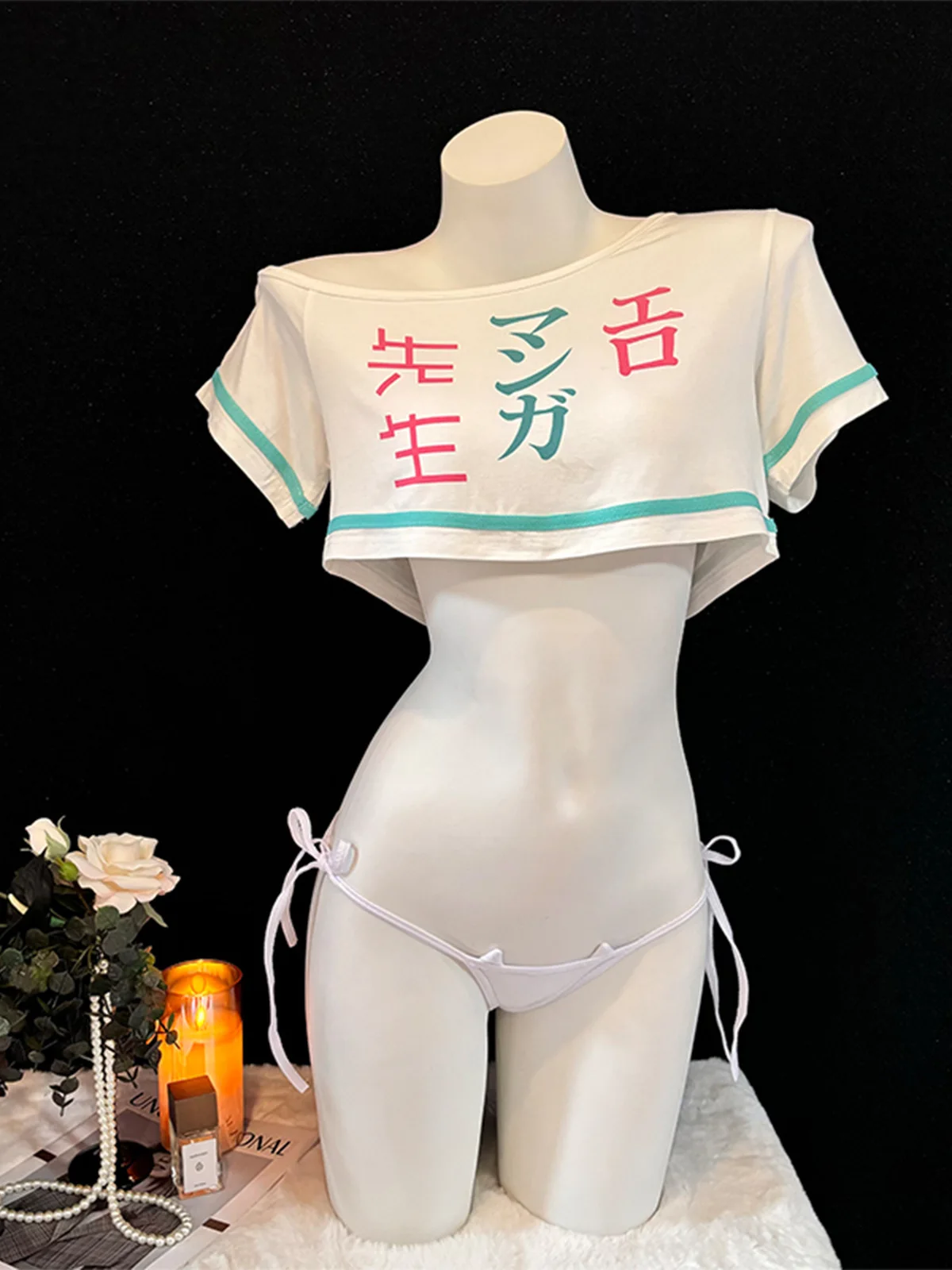 

New Japanese Anime Izumi Sagiri T-shirt Pajamas Cosplay Costumes Cute Girl Game Bikini Top Role Play Outfits Lingerie Underwear