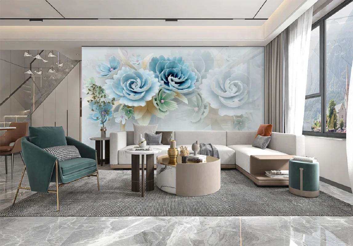 Customized 3D Stereo Mural Wallpaper Modern Simple Flower Background Wall