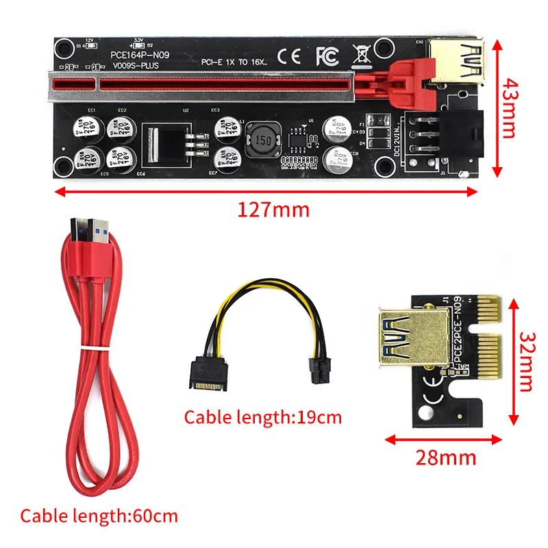 PCIE Riser VER 009S Plus Extension Cable Adapter PCI Express