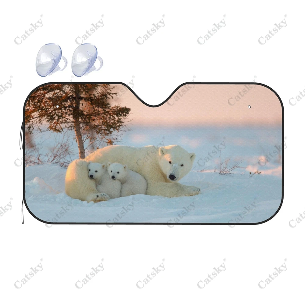 Cute Polar Bear Animal Car Auto Accessories Windshield Sunshade Foldable Sunvisor Protect UV Sunshade Visor Shield for SUV Cool