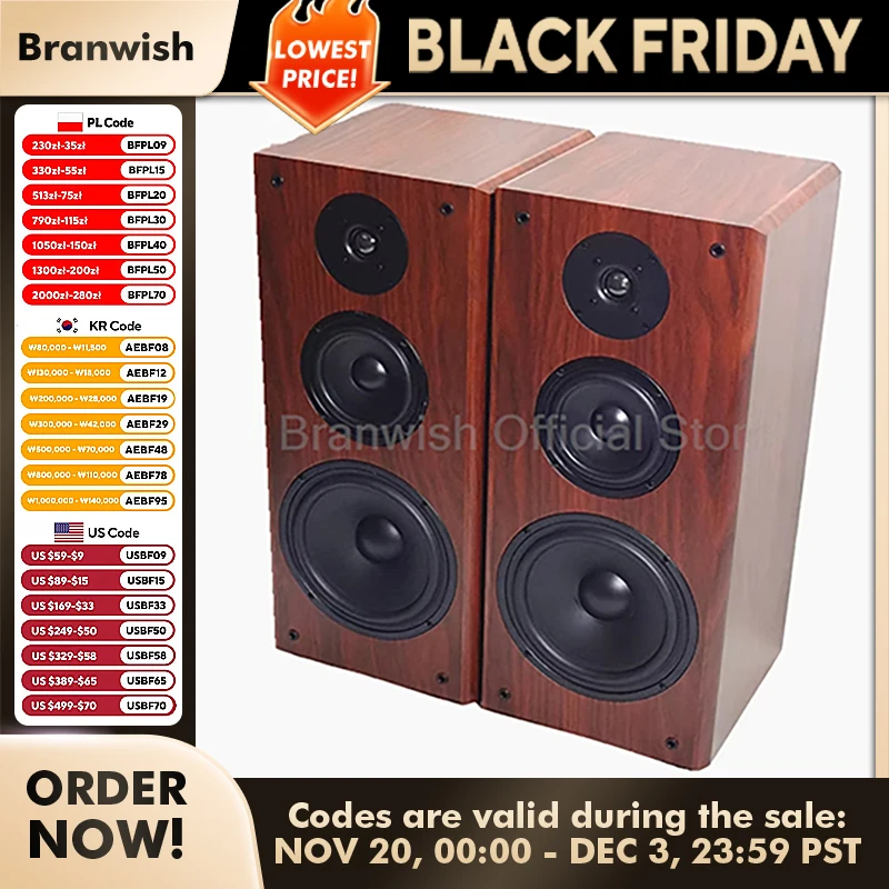 8 Inch 80-130W Bookshelf Speaker Home Audio 8ohm High Medium Low Three-way Frequency Hifi Speaker Wooden Front Passive Speaker