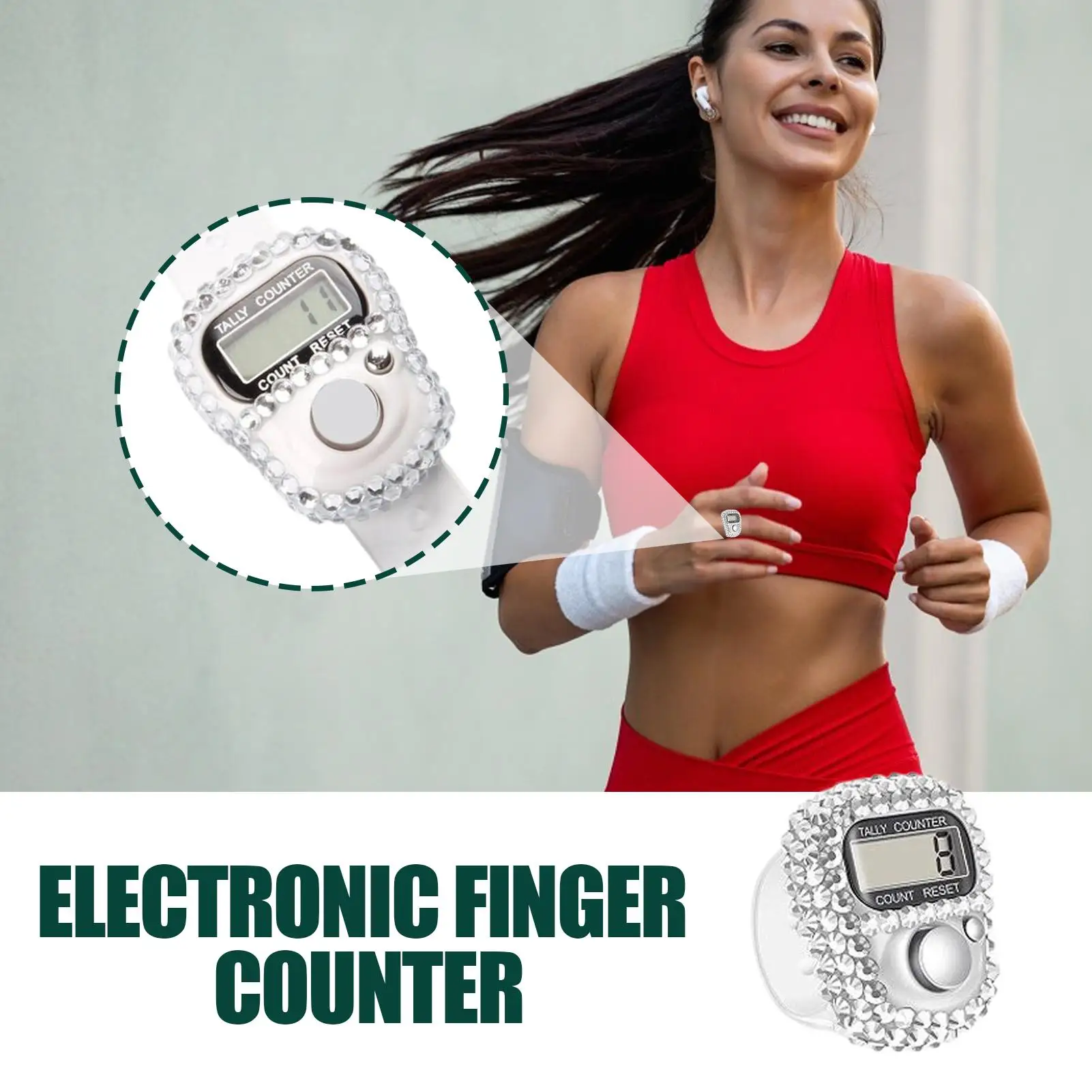1pc Digital Finger Ring Counter with LCD Resettable Electronic Islamic Tasbih Prayer Counter Adjustable Tally Clicker for Sports