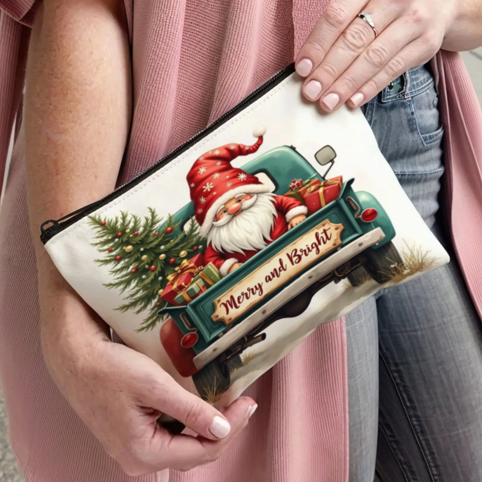 Merry Christmas Travel Cosmetic Bag Portable Makeup Storage Bag Women Large Capacity Zipper Make Up Organizer Storage Clutch