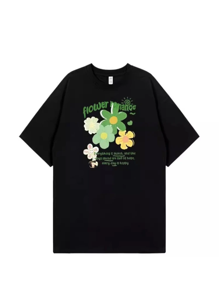 

OOTD Kawaii Y2K Cartoon Flower Print T Shirt Japanese Korean Style Loose Fit Top Soft Breathable Cotton Cute Comfy for Dating