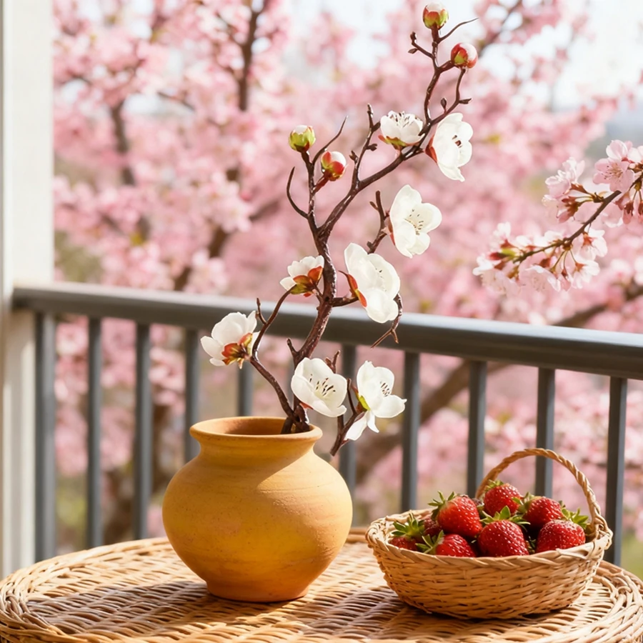 

Artificial Flowers Plum Blossom Peach Branch Silk Flowers Home Room Wedding Wreath Newyear Decora Garland Accessories Diy Gifts