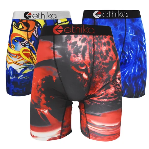 Mens Polyester-Spandex Boxer Briefs S-XXXL 1pc U Convex 4-Way Stretch Underwear Anti-Bacterial Mid Waist for Men