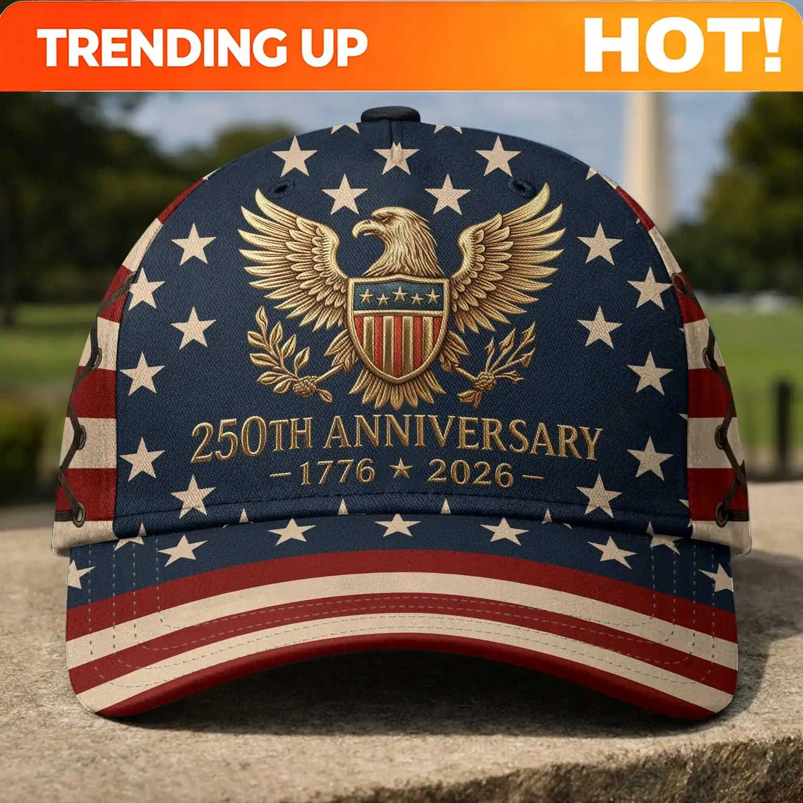 USA 250 Years Anniversary Baseball Cap, 4th of July Hat, Bald Eagle 1776–2026 Cap for Men & Women, Independence Gift, Gifts Idea
