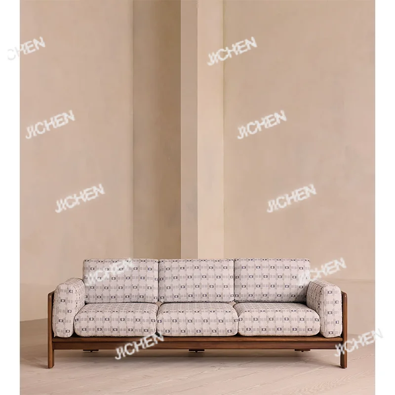 

New product custom pattern three seater lounge courtyard sofa teak wood outdoor sofa