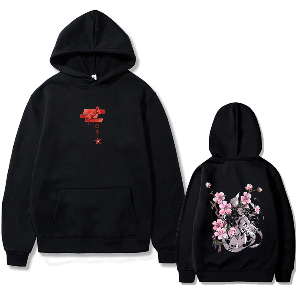 

Anime Demon Slayer Daki Cherry Blossom Graphic Hoodie Men Women Casual Oversized Hooded Sweatshirt Male Fashion Vintage Hoodies