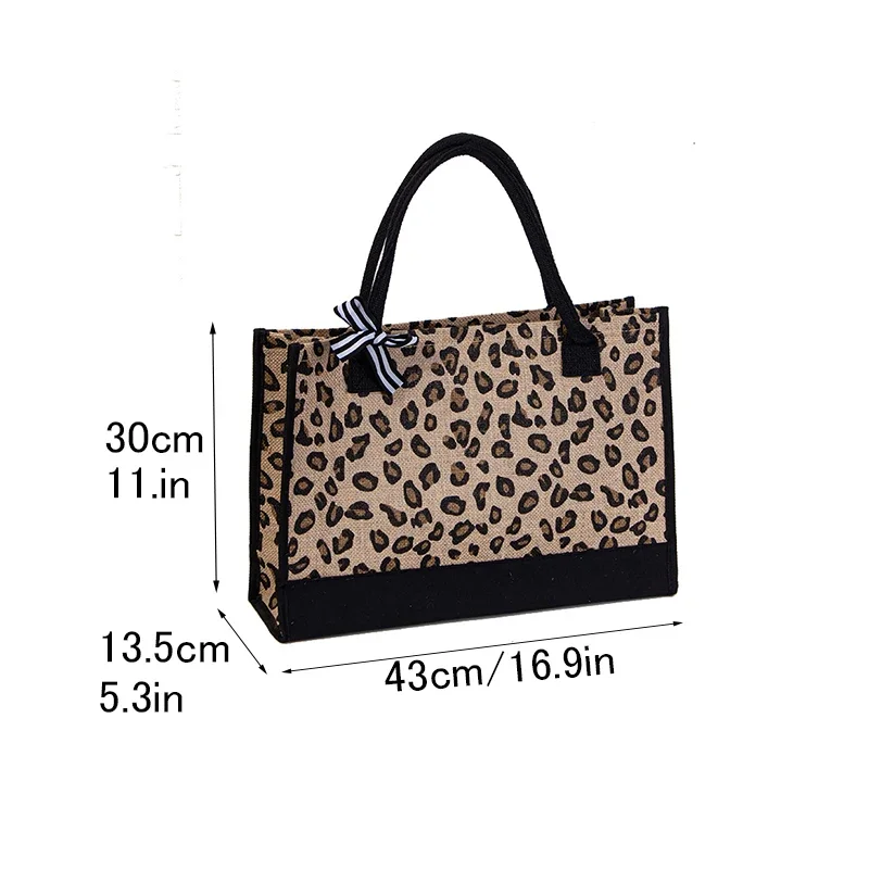 Bolsa de lona con estampado de llama de leopardo, bolso de almacenamiento interno impermeable con gran capacidad de transporte, bolso de playa