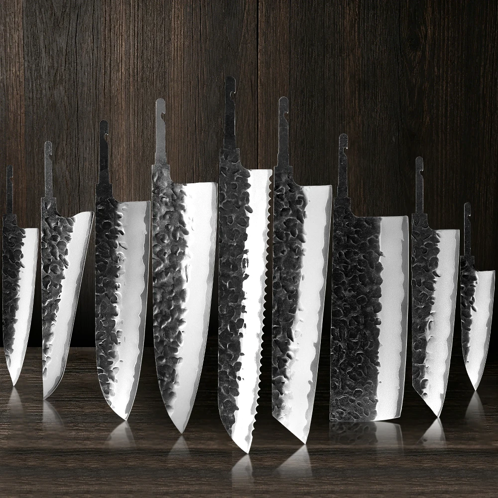 Image of F.YOUNG DIY Japanisches Küchenmesser mit Blanker Klinge aus 3-Schicht-Verbundstahl, Vollständig Integrierter Handgefertigter Stahlklinge mit Scharfen Kanten