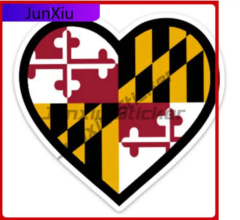 

Maryland Flag Heart Shaped Sticker Exterior Accessories Personalized Cover Scratches Decoration For Bumper Bodywork Windshield