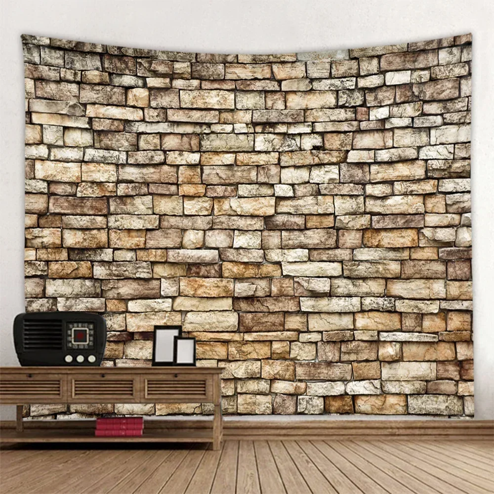 

3D Colorful Stone Wall Tapestry Wall Hanging Bohemian Print Retro Art Room Wall Background Fabric Home Aesthetics Decoration