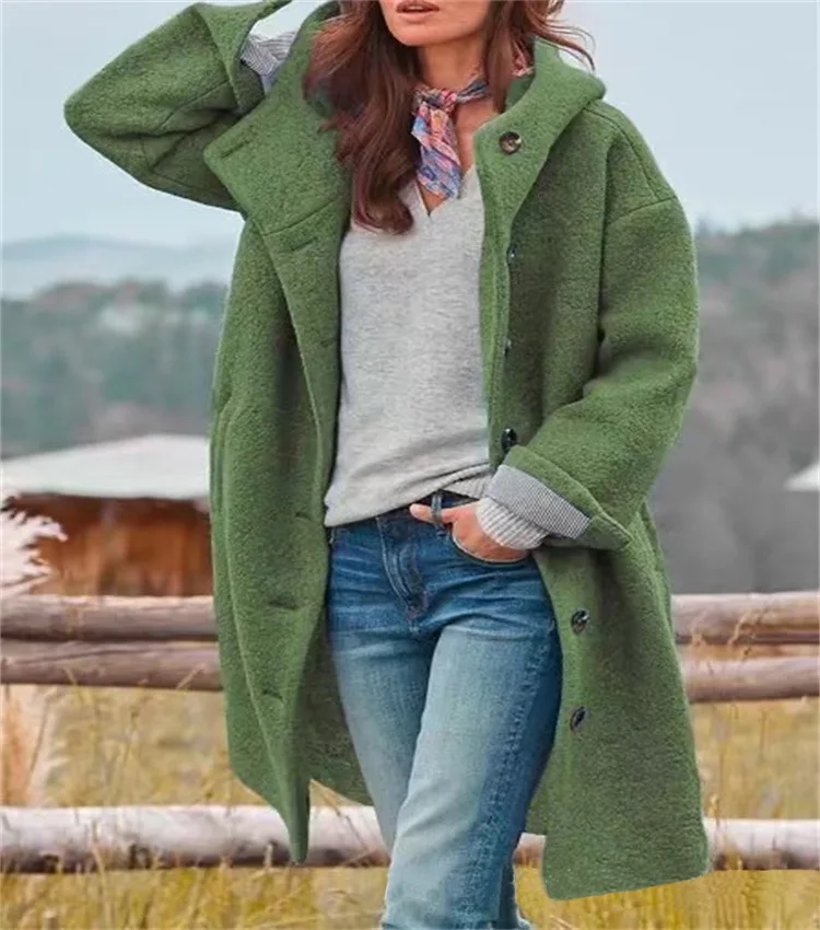 2023 autumn and winter long woolen women's coat multi-color multi-size hooded jacket outdoor leisure