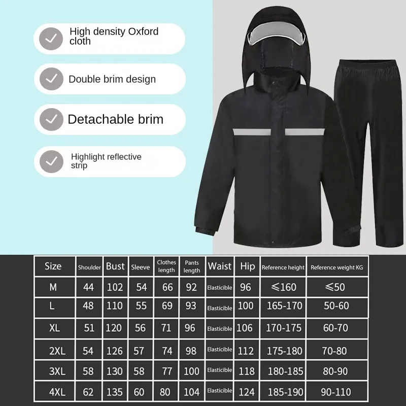 Raincoat and Rainpants Suit Full Body Rainstorm Prevention Electric Bicycle Motorcycle Takeaway Riding Reflective Split Raincoat