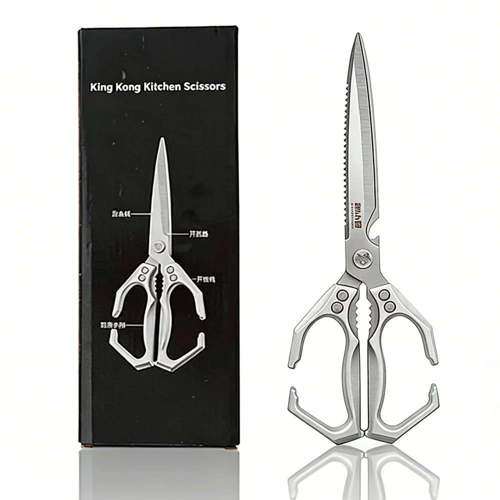 Extra-Long Stainless Steel BBQ & Kitchen Scissors – Heavy-Duty Food Shears for Home Grilling & Cooking