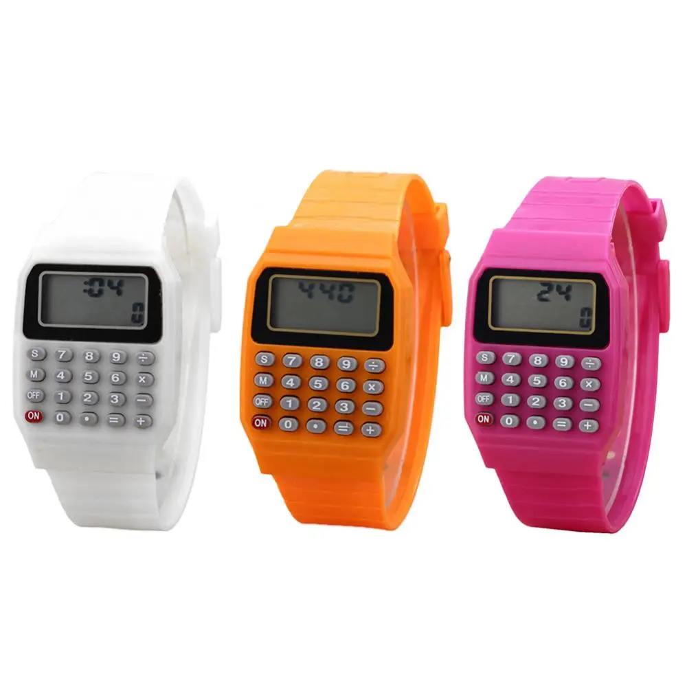 เด็กนาฬิกาดิจิตอลนาฬิกาข้อมือแบบพกพาขนาดเล็กเครื่องคิดเลข Exam เครื่องมือของขวัญเด็ก