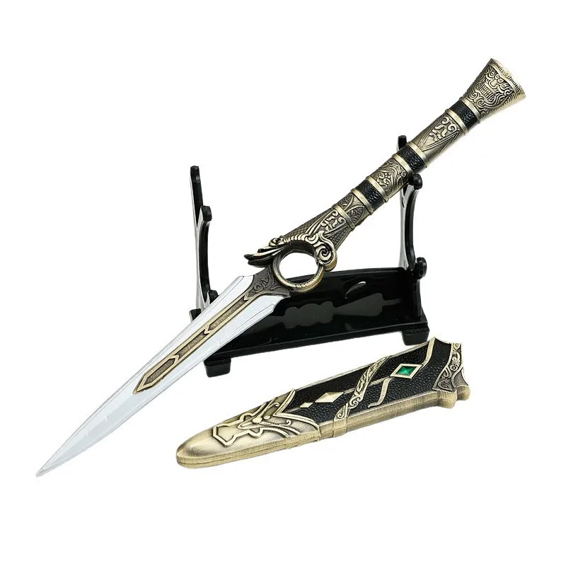 لعبة الرسوم المتحركة في نهر الظلام المحيطة بأسلحة يدوية معدنية كاملة نموذج بوصة سيف الإصبع 22 سنتيمتر مع غمد لعبة السيف الحلي