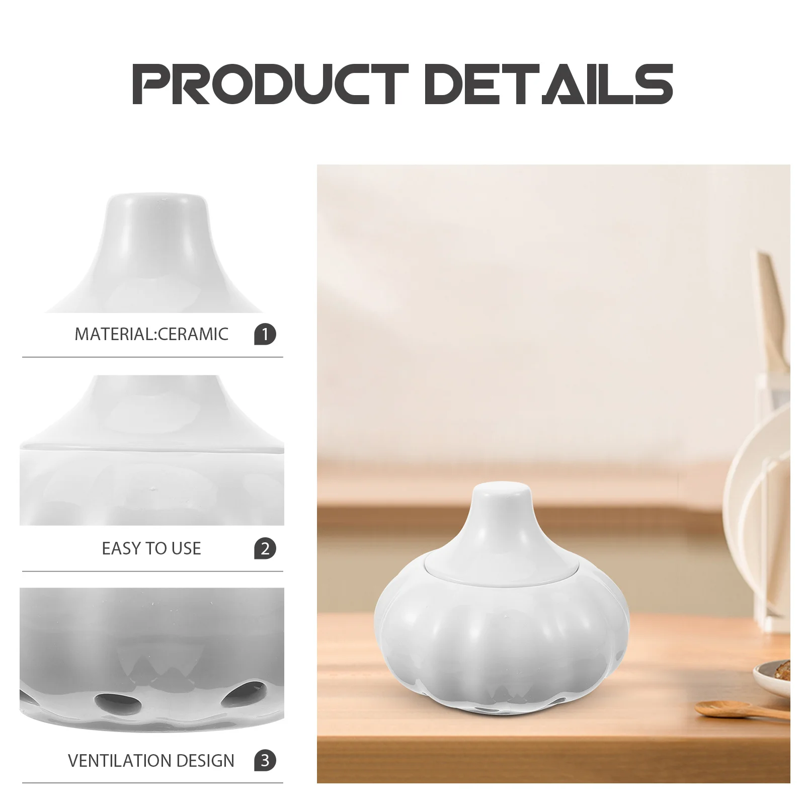Ceramiczny pojemnik na czosnek z ażurową pokrywką, pojemnik do przechowywania czosnku, słoik kuchenny na imbir, artykuły gospodarstwa domowego.
