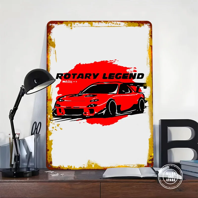 Red Sports - Rotary Legend Car Metal Poster Custom Wall Art Retro Vintage Tinplate Signs for Man Cave Home Decoration Luxury