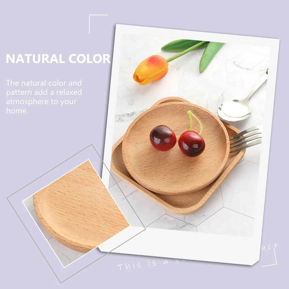 

1pc Wooden Dessert Plate Natural Wood Snack Tray For Home Kitchen Decor Fruit Storage Saucer Small Dessert Tray Kitchen