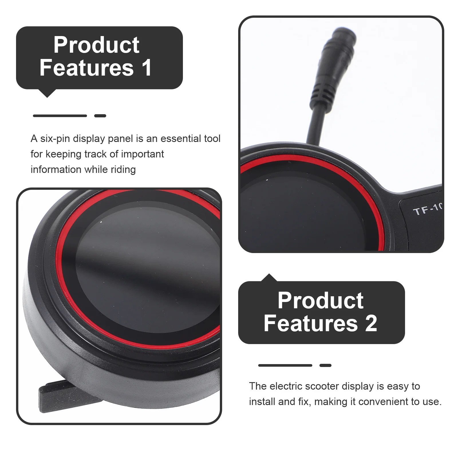 

Electric Scooter Handlebar Display 6 Pin Screen Panel Compatible for Kugoo M4 Replacement Scooter Part Accessory