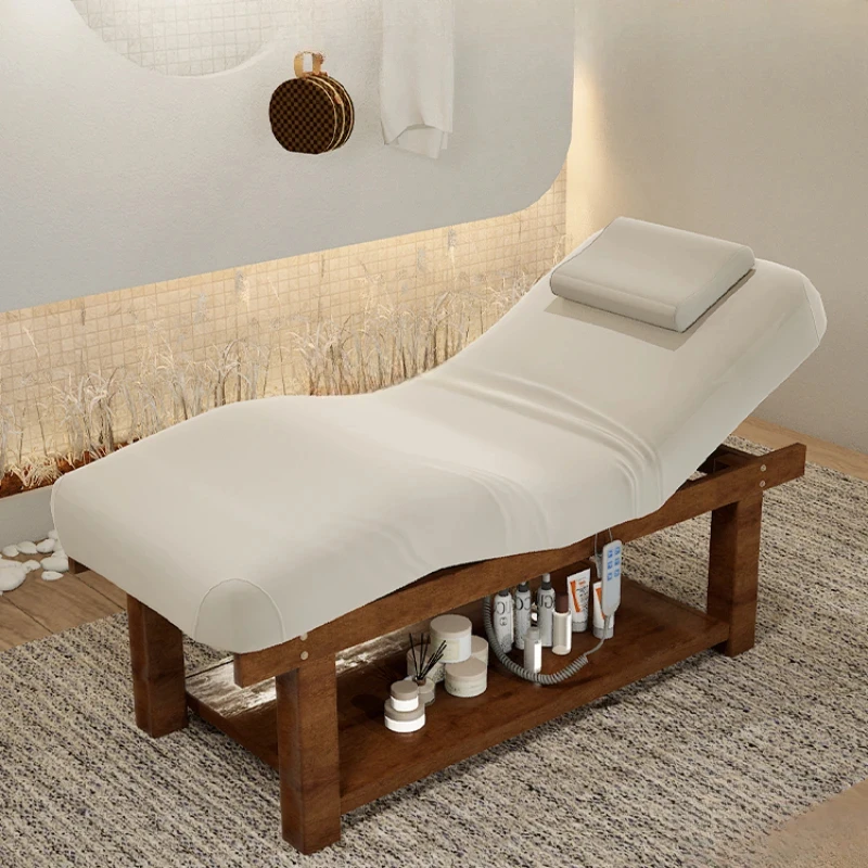 Electric Lifting Solid Wood Facial Bed Beauty Salon Special Latex Medical Massage Whole Body Physiotherapy Bed