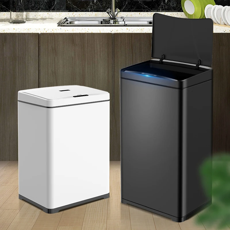 Modern Advanced Trash Can Design Nordic Bathroom Minimalist Trash Can Antimicrobial Sensor Poubelle De Bureaux Home Appliance