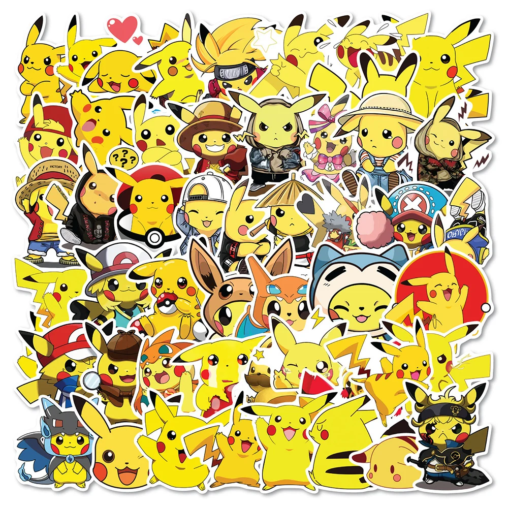 10/30/50pcs Pokemon Pikachu Stickers Cute Cartoon Kids Sticker Toy Phone Case Water Bottle Notebook Kawaii Graffiti Decals Decor