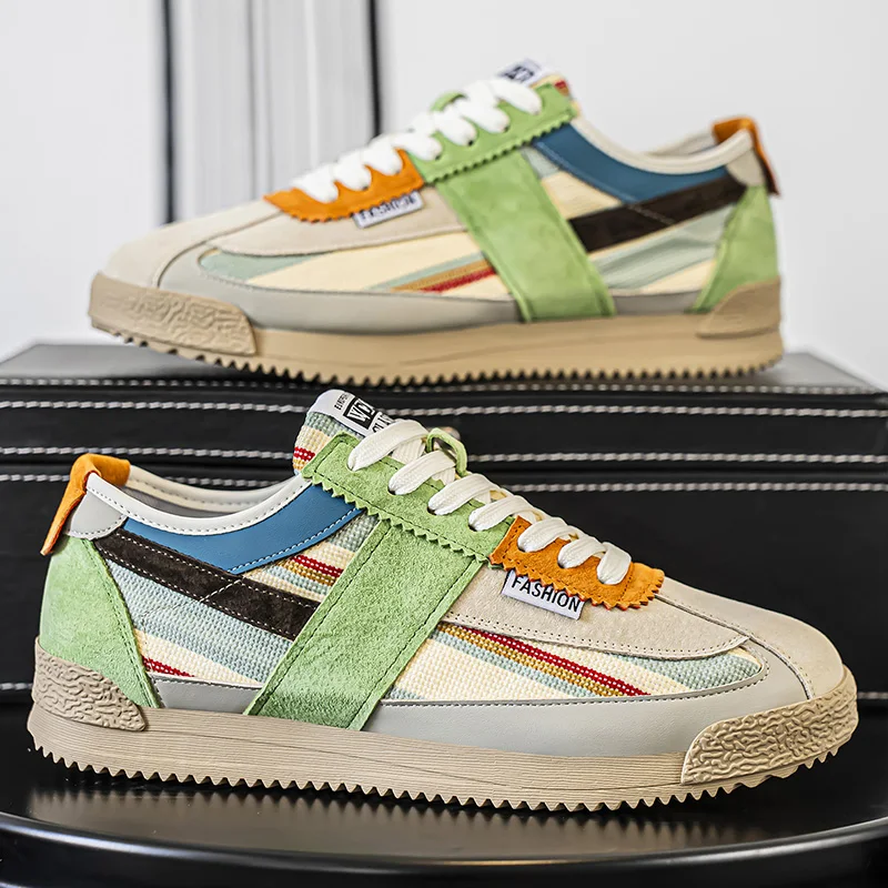 

Trendy Hot Sale Men's Training Sneakers Breathable Lace-Up Casual Shoes for Men Comfortable Outdoor Flat Shoe Man Canvas Shoes