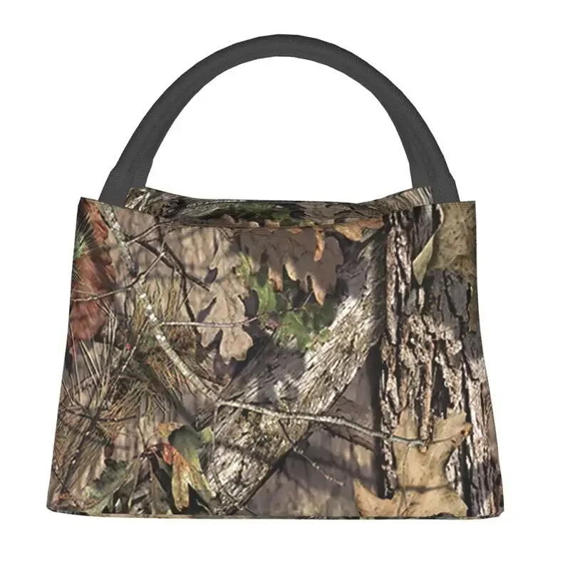 Hunting Camo Camouflage Pattern Insulated Lunch Bags for Women Leaves Woods Season Portable Thermal Cooler Food  Box