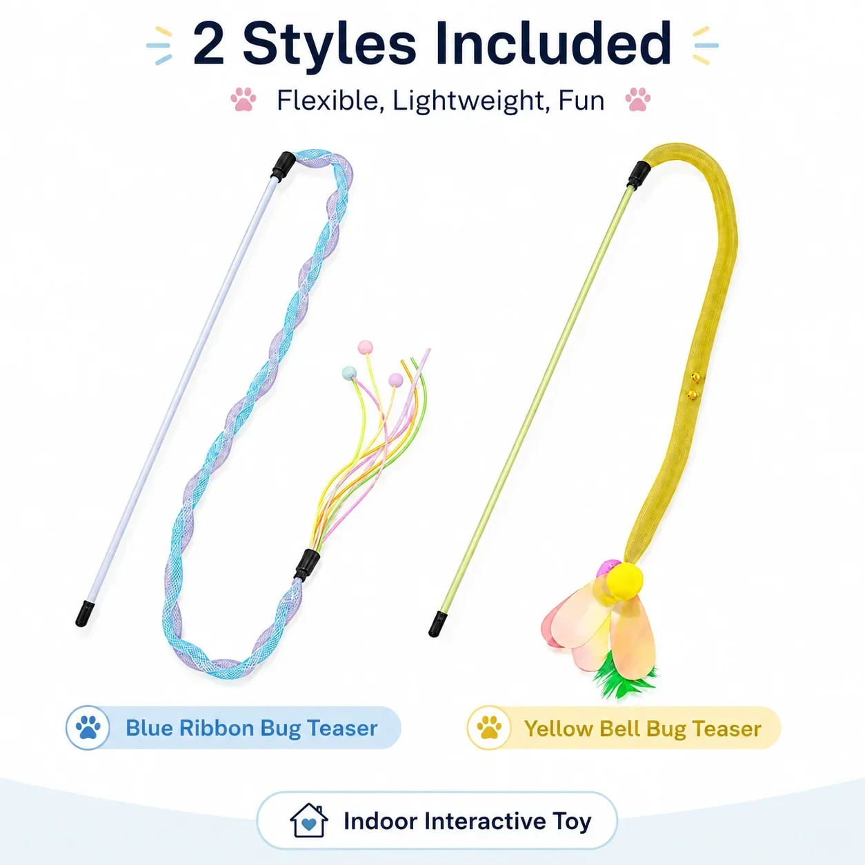 Jouet baguette pour chat avec insecte volant, jouet interactif anti-ennui pour chats, teaser pour chat amusant et multi-styles