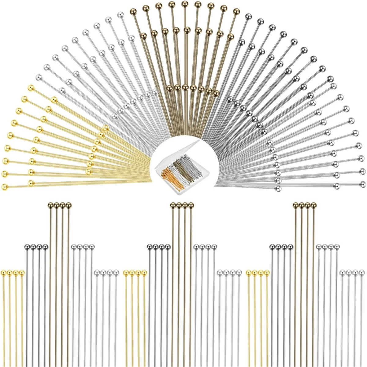 

AOAO-Ball Pins for Jewelry Making, 0.6/0.8/1.2Inch Mixed Jewelry Accessories for DIY Earrings Necklace Beading Craft