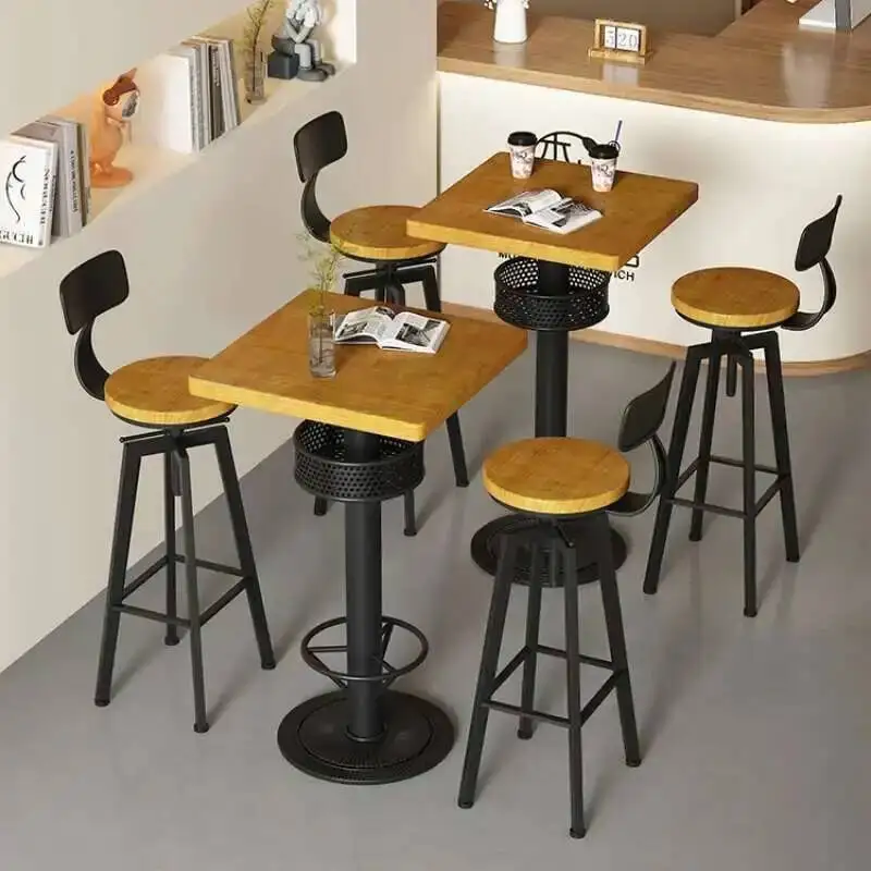 Vintage Round Wooden Dining Bar Side   for Restaurant Kitchen Party Home Patio Lab Furniture