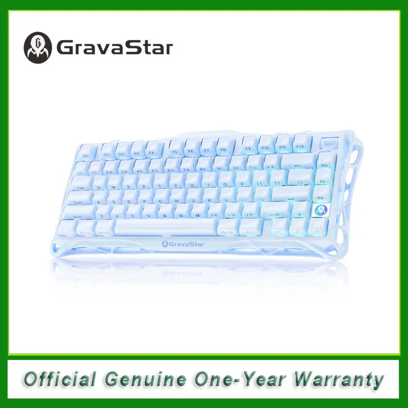 GravaStar Mercury K1 75% clavier de jeu bleu, clavier mcanique en alliage d'aluminium, joint prise changeable  chaud, commutateurs linaires, RGB